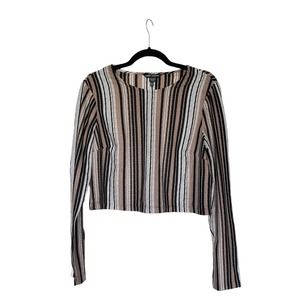 Maggie London Textured Stripe Long Sleeve Crop Top Size US 10